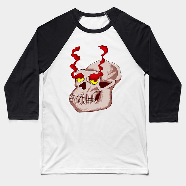 the monkey skull Baseball T-Shirt by rikiumart21